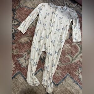 Little Me Cream Giraffe Print Footie